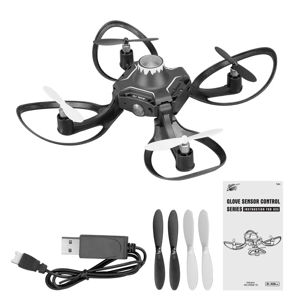 

2019 new original W606-16 Valcano gloves control interactive Foldable mini drone Quadcopter Wifi FPV 480P camera RC helicopter