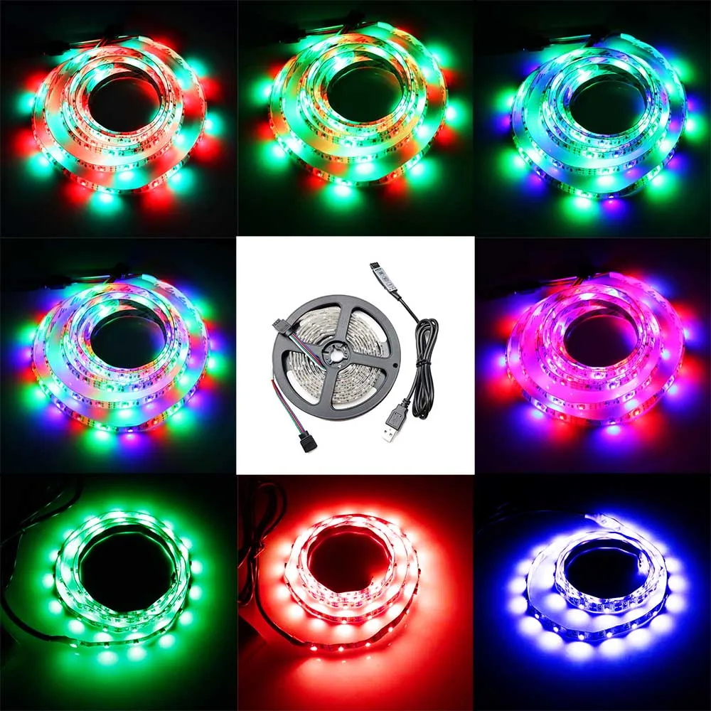 Светодиодная лента RGB/красный/синий/белый 60 светодиодов/м 3528 SMD 50/100/150/200 см|usb led