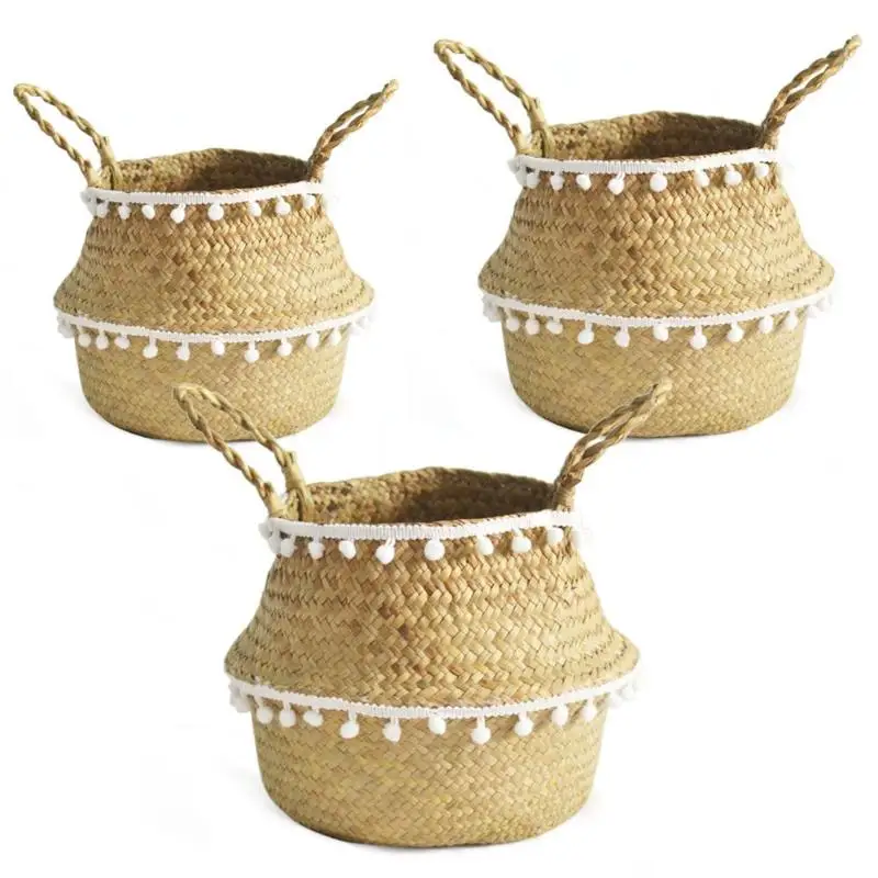 Складная соломенная подвесная пузатая корзина цветы для дома горшок сада