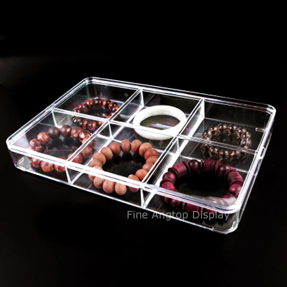 Plastic Clear Box Storage Container with 6 Compartments For Jewelry Nail Art Tips Beads Accessory