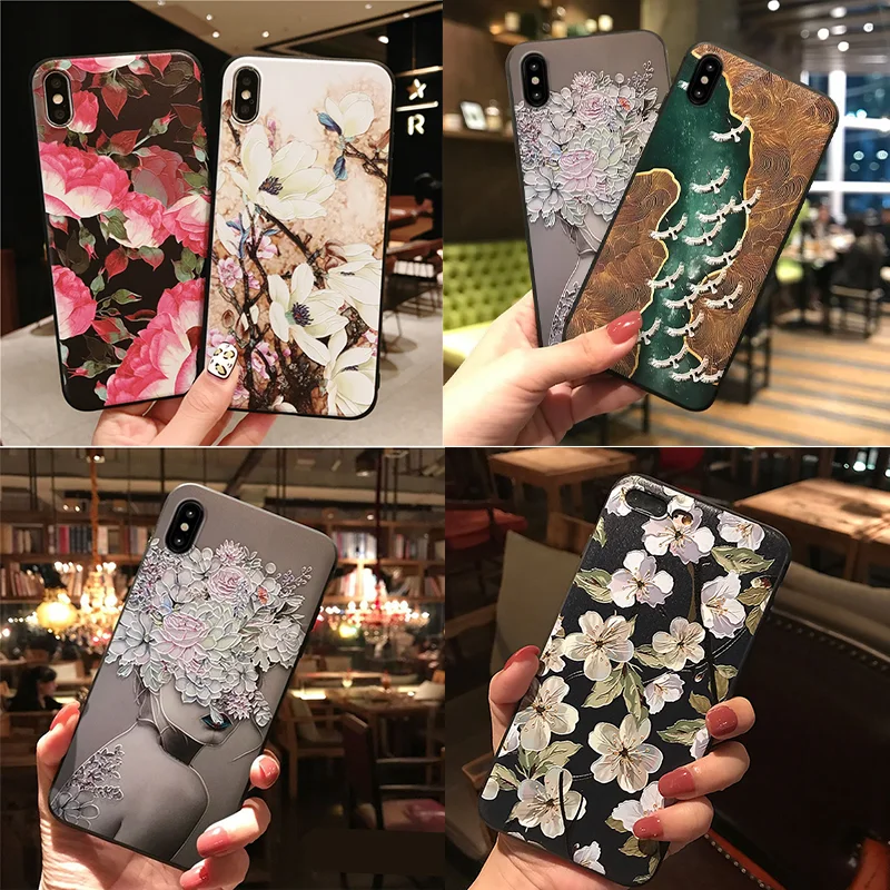 3D чехол с тисненым цветком для Samsung Galaxy S10e S8 S9 S10 A8 A6 S11 Plus S11e A7 A9 2018 S7 Edge A30 A50 A70 M10 A40 A60