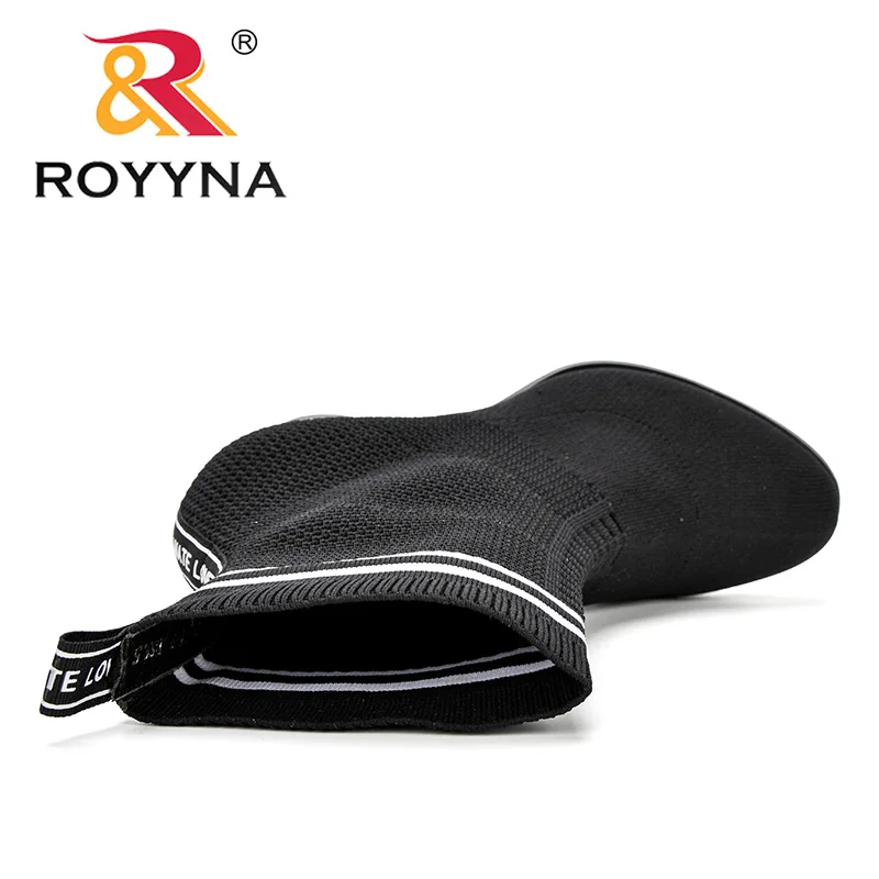 ROYYNA/Новые осенние женские сапоги с круглым носком, эластичные вязаные сапоги без шнуровки, сапоги до середины икры на высоком каблуке, женские туфли-лодочки на шпильке
