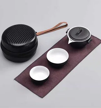 black a Дорожный чайный набор кружки Портативный Китайский кунг-фу чайный сервиз чайный горшок набор фарфоровый чайный сервиз гайванские чашки для чая кружка чая церемониальный подарок - Цвет: black a