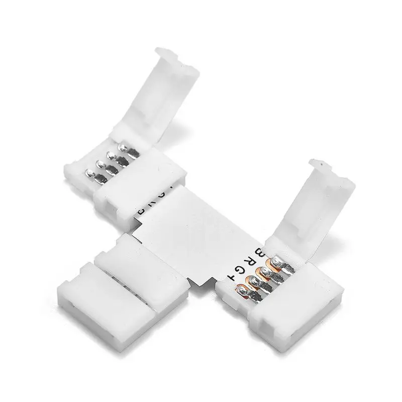 Разъемы RGB 4 Pin-код L перекрещивающимися ремешками Т-образной Форма Светодиодные ленты Тип разъема: ШТЕПСЕЛЬНАЯ Розетка сварки цветная(RGB) разъем для 10 мм 3528 5050 RGB Светодиодные ленты света - Цвет: T Shape