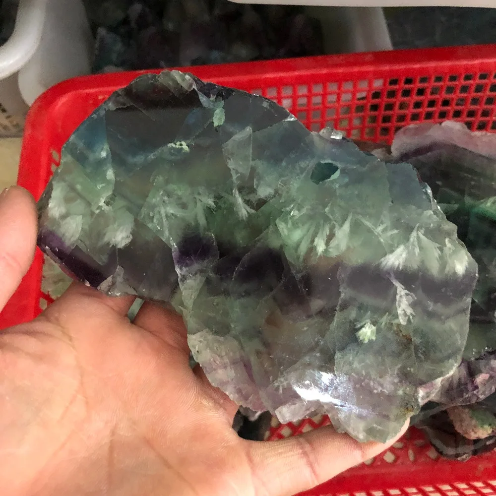 

500 g Natural multicolor fluorite crystal original stone specimens slice