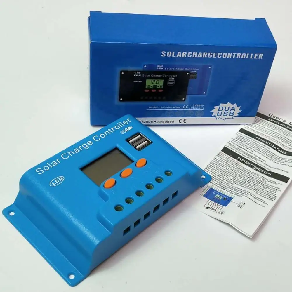 30A 20A 10A 12 В 24 в авто Контроллер заряда Авто Работа ШИМ с ЖК двойной USB 5 выход