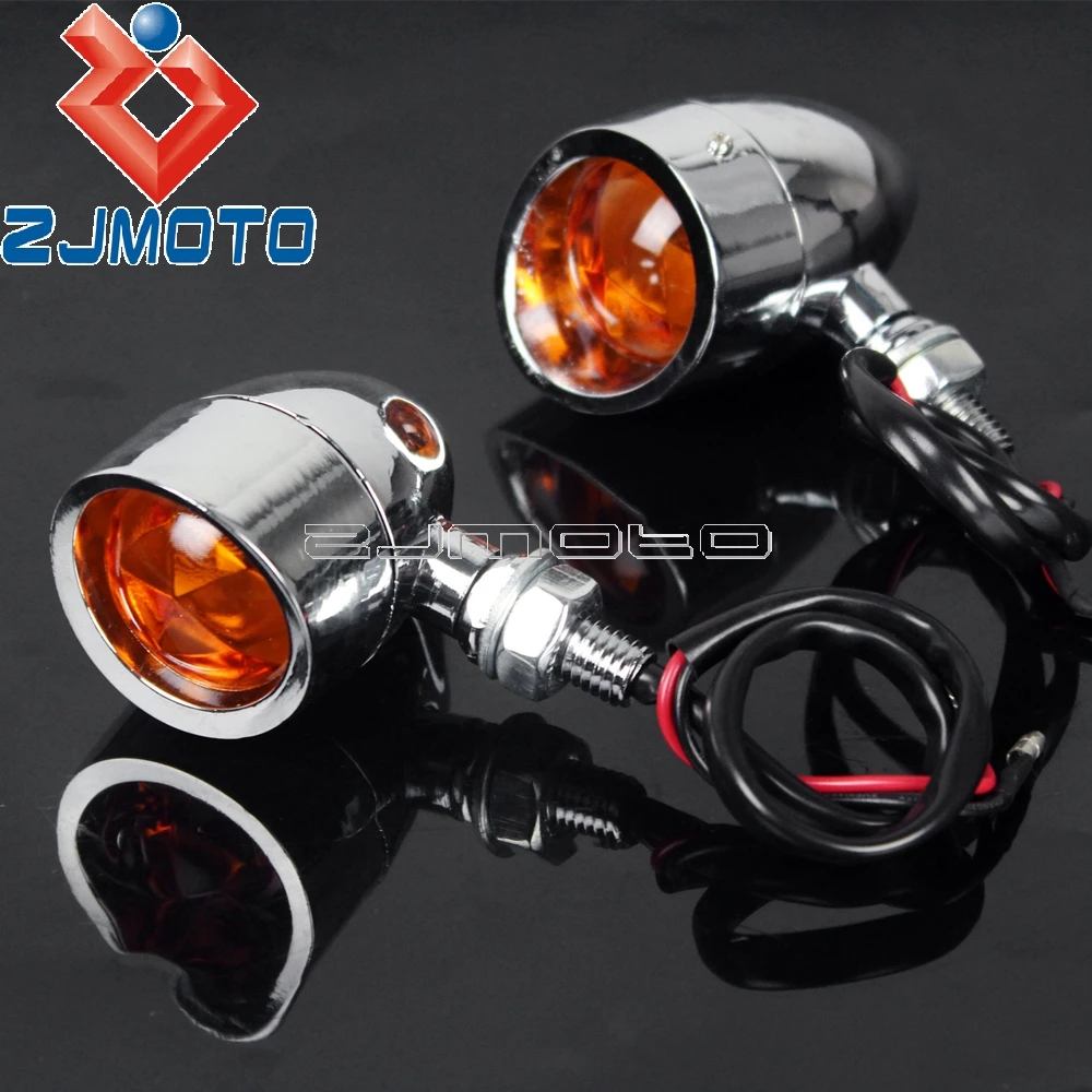 2x Chrome Янтарный поворотники Световые индикаторы шоры Для Harley Bobber Chopper кафе рейсеры