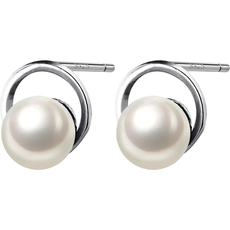 S925 Серебряные серьги для женщин корейский стиль простой круглый сладкий