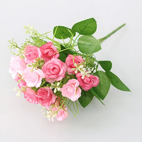 pink JAROWN Мини Искусственные розы 5 филиалов моделирование пластик Шелковый букет цветов для дома вечерние, свадебные украшения для отдыха искусство - Цвет: pink