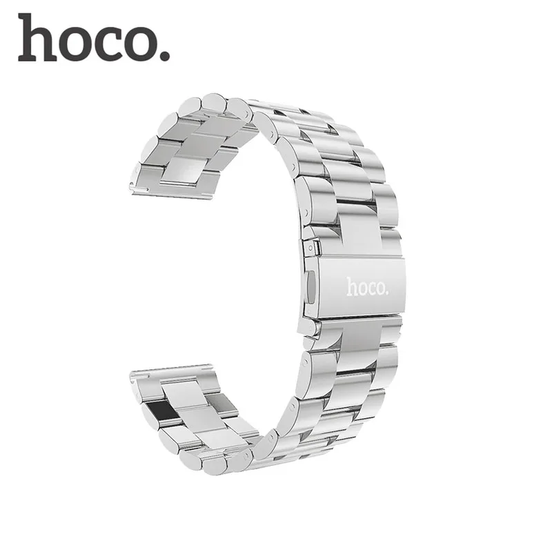 Серебристый HOCO 22 мм 3 бусы из нержавеющей стали ремешок для Xiaomi Huami AMAZFIT спортивные Смарт-часы - Цвет ремешка: Серебристый
