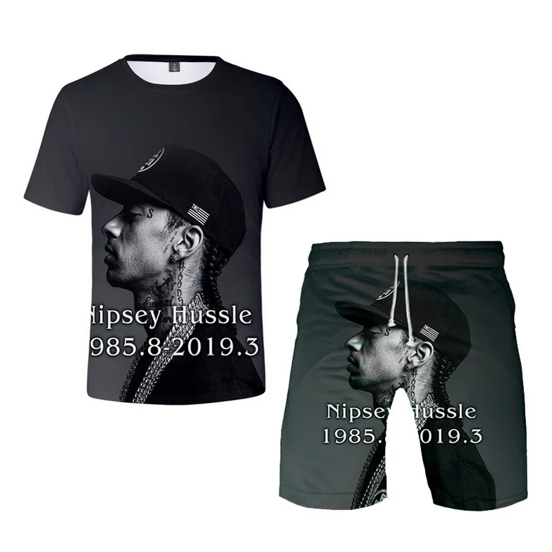set 3870 Дизайн nipsey hussle футболка мужские шорты наборы с круглым вырезом короткий рукав мужская одежда модные летние пляжные шорты спортивный костюм для мужчин - Цвет: set 3870