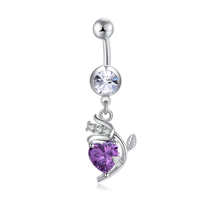 Новое поступление белое золото цвета AAA + красное/фиолетовое сердце CZ розовые