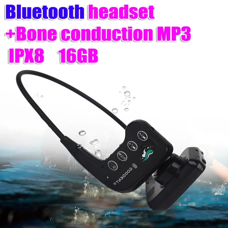Новейшие костной проводимости 16G HIFI bluetooth MP3 плеер водонепроницаемый плавательный Спорт на открытом воздухе наушники USB MP3 Музыкальные плееры