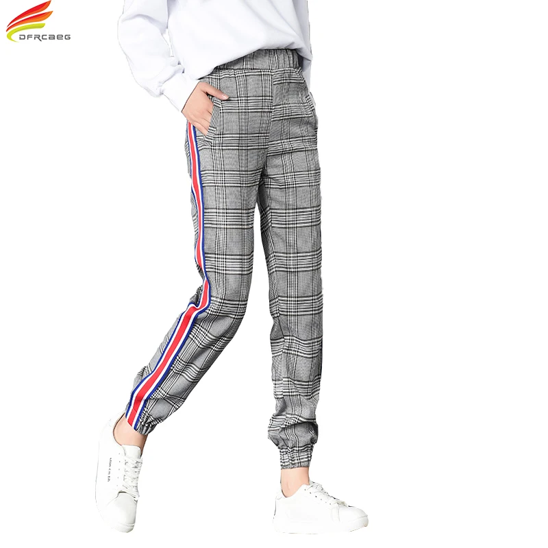 Модные штаны в клетку Для женщин коллекция 2017 г. на осень-зиму Новое поступление
