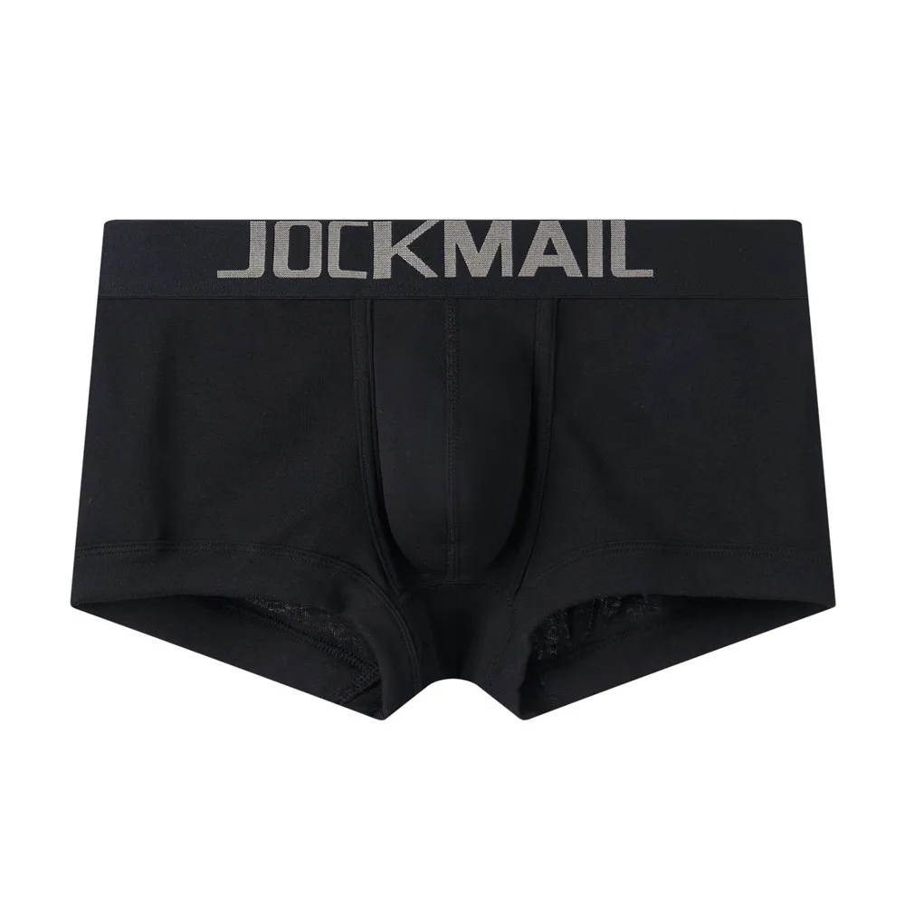JOCKMAIL, фирменное хлопковое сексуальное мужское нижнее белье, мужские боксеры, одноцветные, черные, белые, серые, с низкой талией, u-выпуклые, спортивные, удобные штаны, мужские боксеры