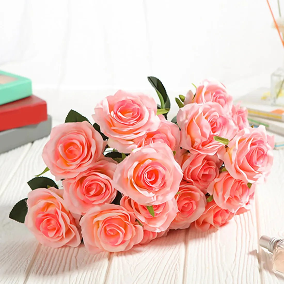Pink Heart Искусственный шелк, 1 букет, 10 голов, французская Роза, цветочный букет, искусственный цветок, на стол, Маргаритка, свадебные цветы, Декор, вечерние, аксессуары, Флорес - Цвет: Pink Heart