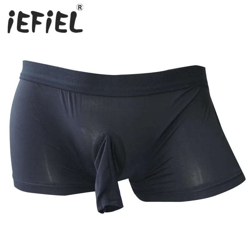 IEFiEL, Новое поступление, сексуальные мужские боксеры, нижнее белье, стрейчевое нижнее белье с открытым пенисом, облегающие трусы, нижнее белье