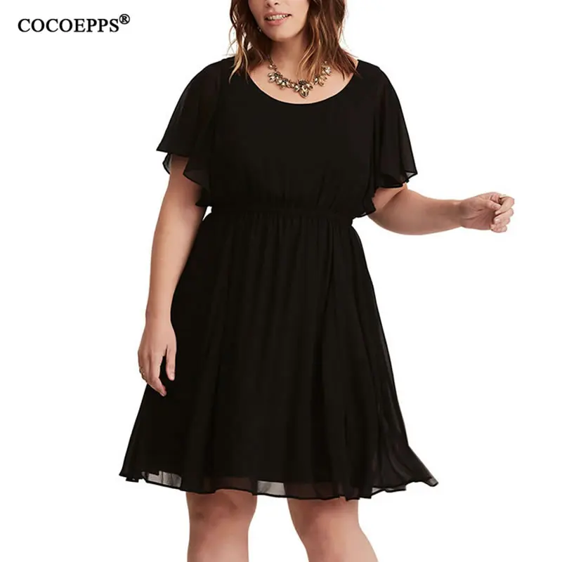 5xl 6xl Плиссированное шифоновое платье большого размера летнее женское A line