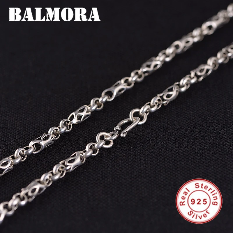 BALMORA,, настоящее 925 пробы, серебро, модное, с крючком, буквой 0, цепочки, ожерелье S для мужчин, мужское, антикварное ожерелье, аксессуары CK0004