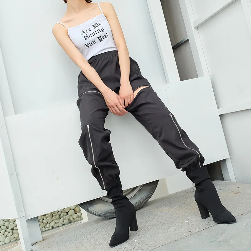 SOISOU брюки для Для женщин Лето молния вырез моды Повседневное штаны-шаровары