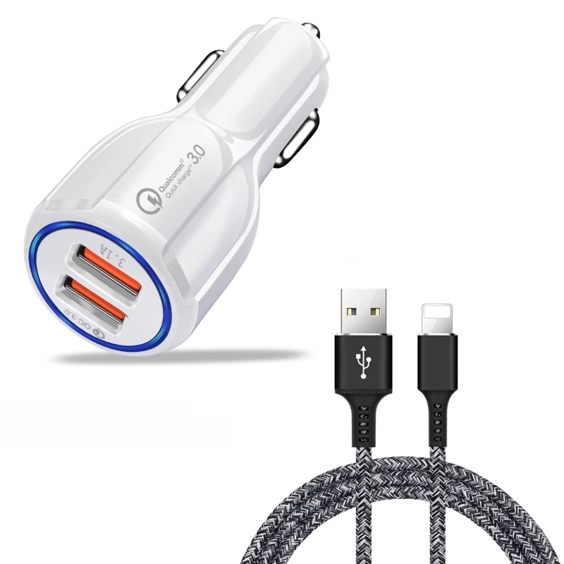 USB зарядное устройство Быстрая зарядка 3,0 зарядное устройство для мобильного телефона 2 порта USB быстрое автомобильное зарядное устройство для IPhone samsung планшет автомобильное зарядное устройство адаптер - Тип штекера: For IPhone