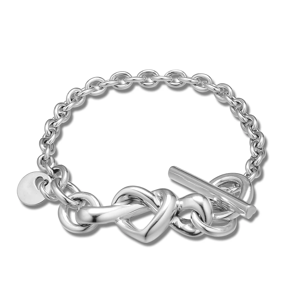 

Bracelet Knotted Heart Bracelets Women Pulseira Feminina Masculina Pulseras Mujer Silver 925 Sterling jewelry