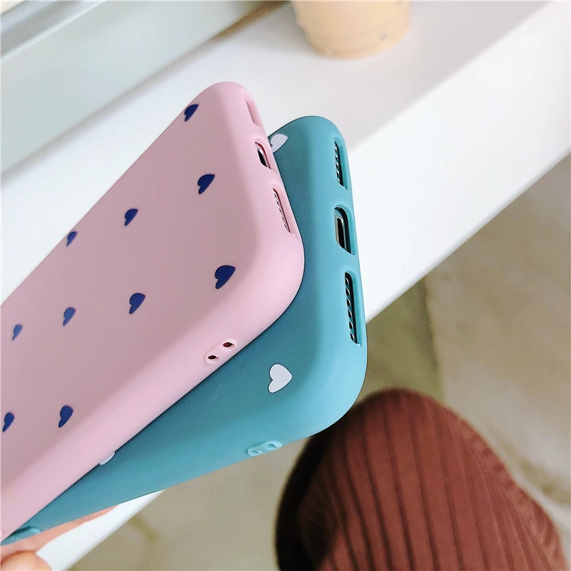 MYSUN Hot Case For iPhone XS Max XR 6 6S 7 8 Plus Full Body Soft TPU Blue & Pink Heart Phone Back Cover Cases Bags Gift |