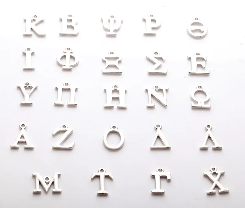 

Hot Sale Greek Letter CharmsSilver Plated 20mm Metal Charms 2016 Popular Charms for Jewelry Making DIY Charms