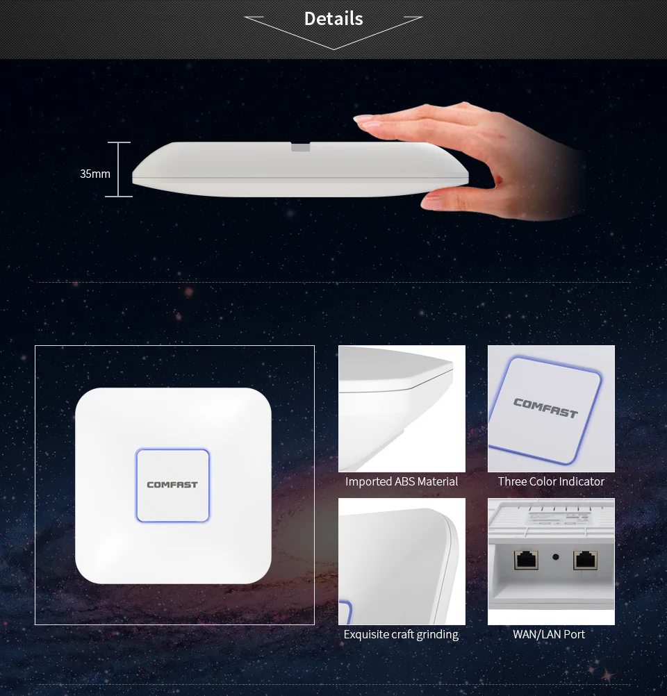 COMFAST 1200Mbps Wifi Access Point Router 2.4G + 5.8G Wifi Extender 500 Square Meters Coverage Support OpenWRT CF-E355AC Upgrade
