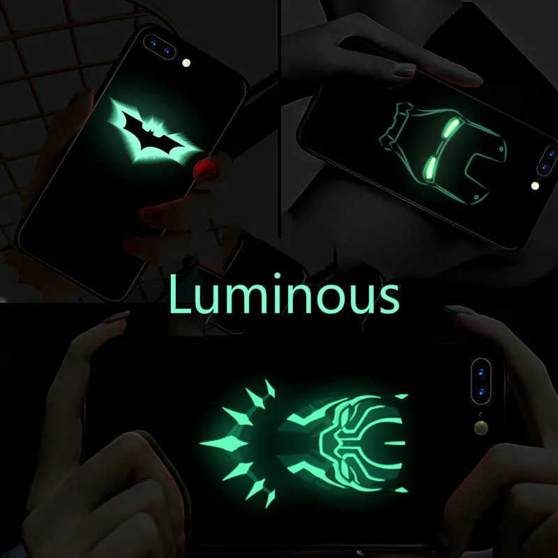 Luminous Case for iPhone X 7 Plus 8 6s Cover Night Light Painting For Apple 6 Tempered Glass TPU Edge Shell |