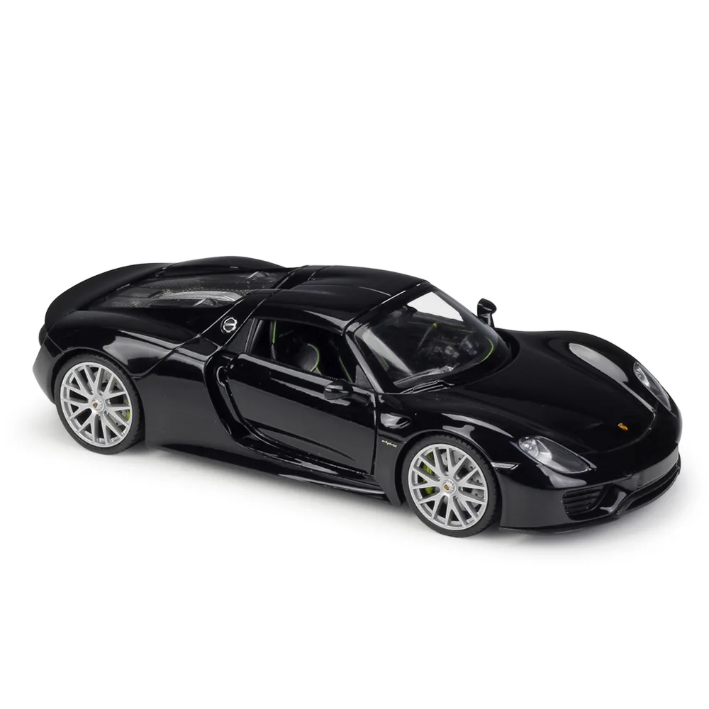 black 1:24 Welly Porsche 918 Spyder серый/черный/желтый/белый Литье под давлением модель автомобиля - Цвет: black