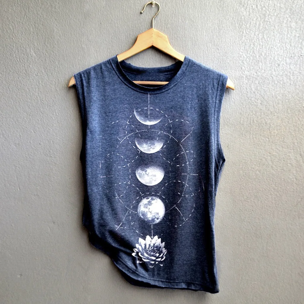 Tank Top Women's Print Vest Casual Loose Sleeveless Sport Pullover Tunic Camisetas Mujer Tirantes Women | Женская одежда