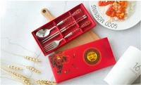 dinnerware set stainless steel spoon fork chopsticks sets wedding favors party giveaway gifts for guest w9250
