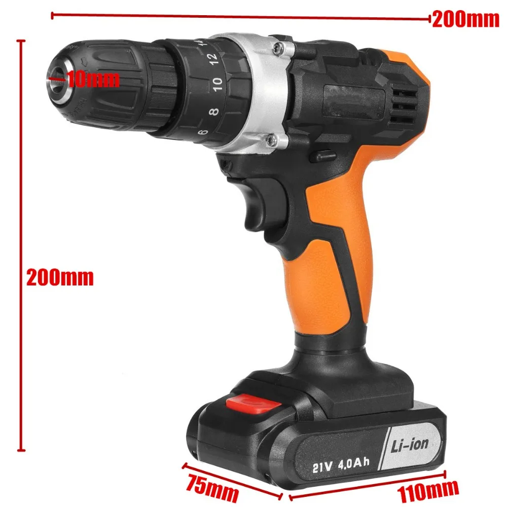 Электрическая шуруповерт Ударная дрель 21 в двухскоростная литиевая батарея