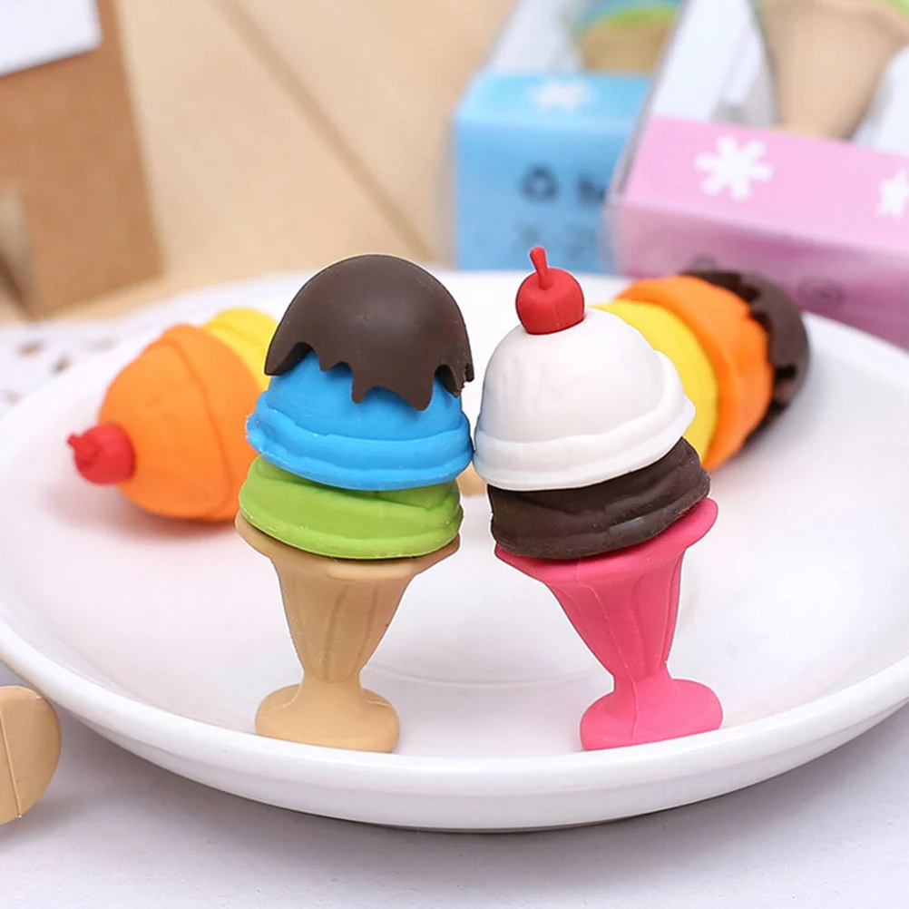 Съемный резиновый ластик красочный десертный карандаш для мороженого kawaii