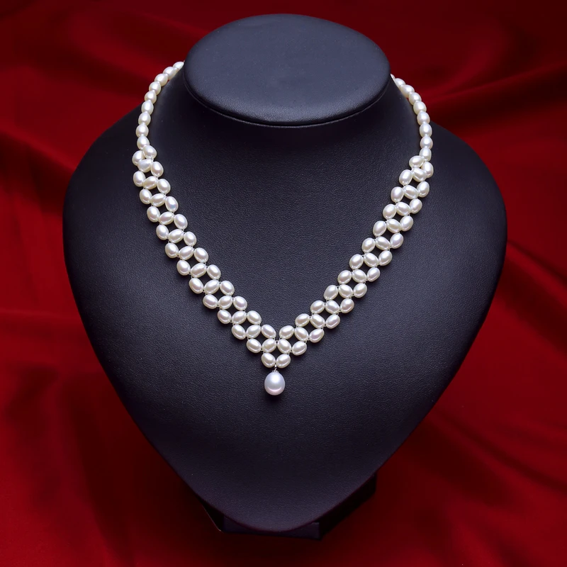 2017 Мода 6 7 мм Райс Пресной Воды Pearl Choker Ювелирные Изделия Стерлингового Серебра 925