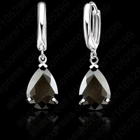 fashionable water drop aaa zircon crystal woman lever back loop earrings 925 sterling silver brincos jewelry