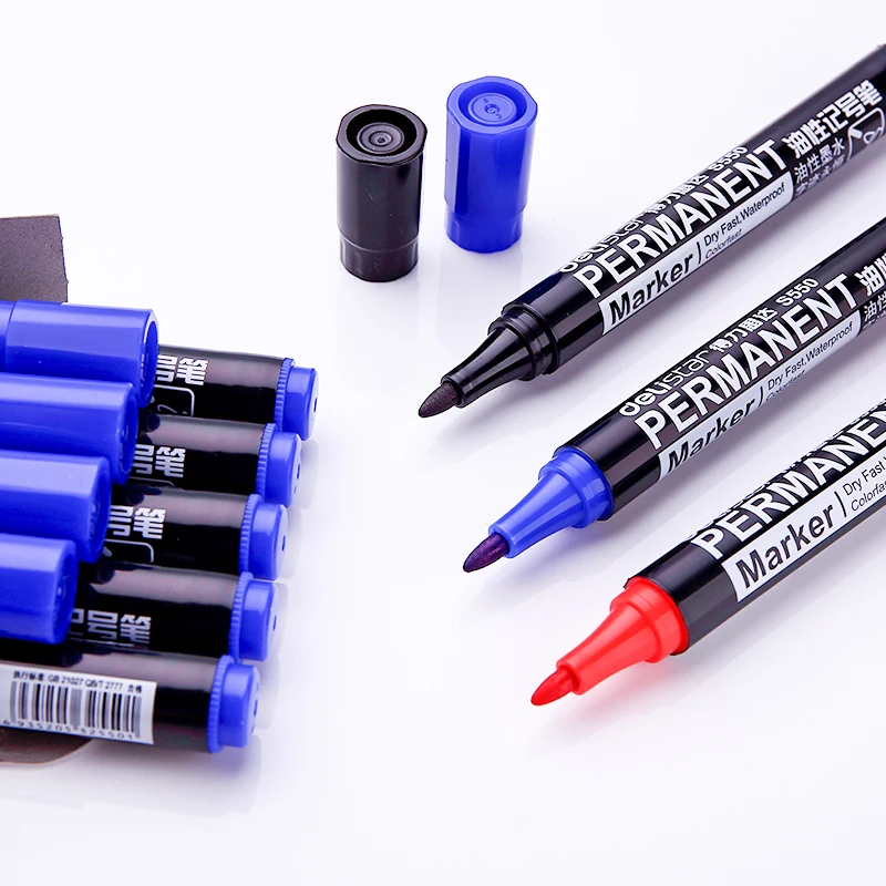 

3pcs Black Blue Red color Permanent Marker pen set Waterproof Oil ink on CD fabric paper metal ceramic wood Office School A6842