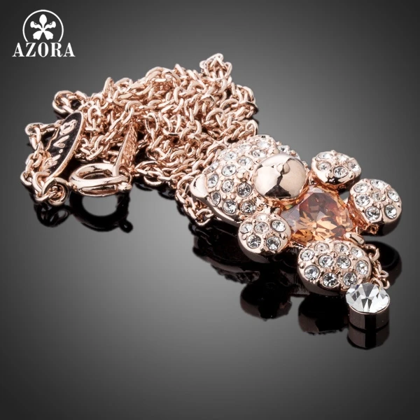 AZORA красивая девушка Роза Стразы золотого цвета и сердце в форме циркония Мишка