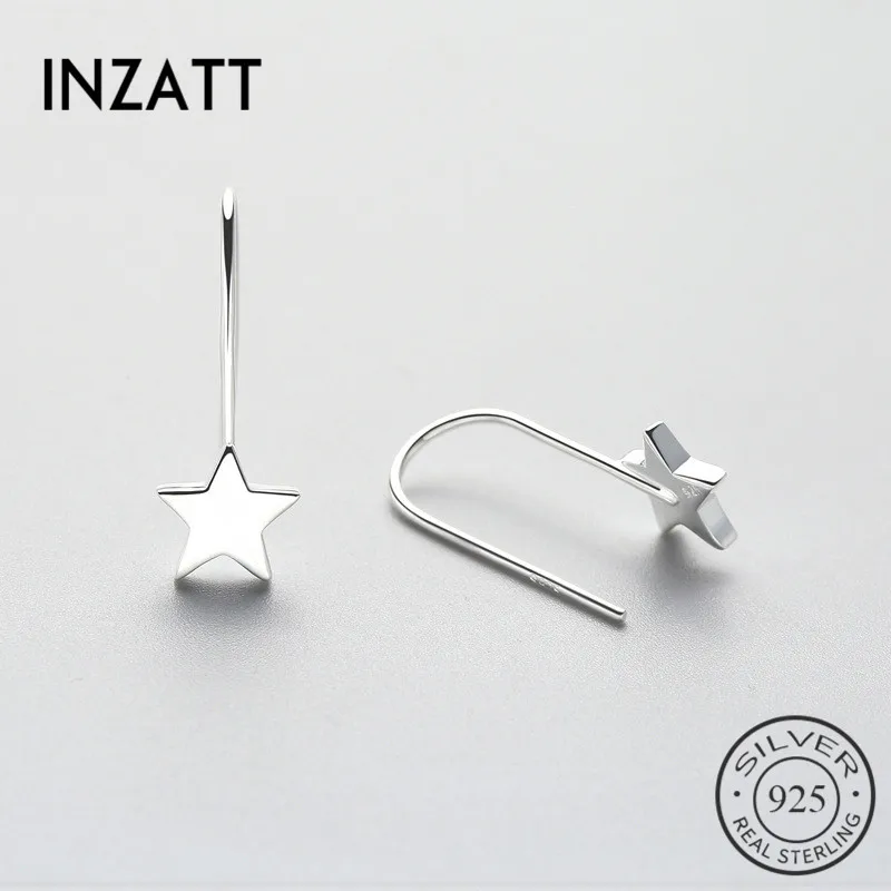 Женские серьги-подвески из серебра 100% пробы с небольшими звездами | Украшения и