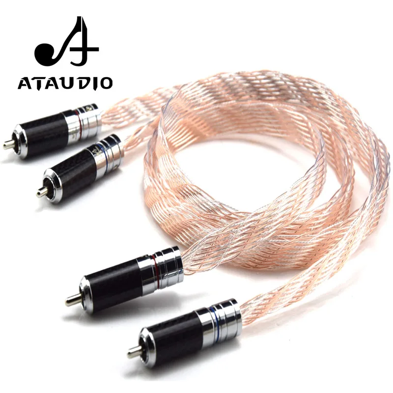 ATAUDIO одна пара Hi Fi RCA кабель высокая производительность серебро и медь 2RCA штекер