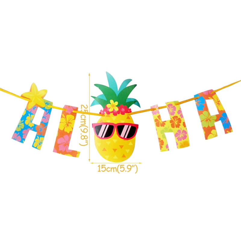 1set paper banner Aloha Фламинго оформление вечеринки чашки тарелки салфетки тропическая Вечеринка день рождения Лето Гавайские одноразовые столовые приборы - Цвет: 1set paper banner