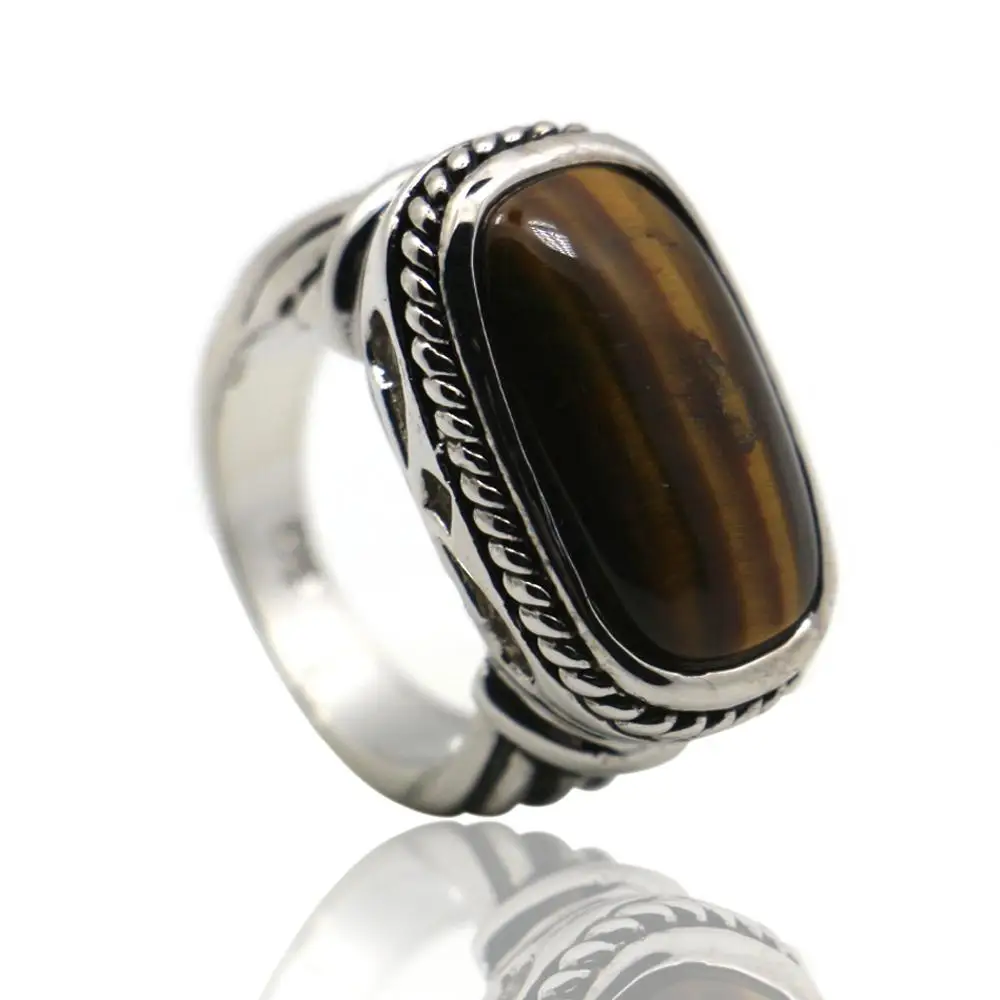 Женское Обручальное кольцо тигровый глаз из серебра 925 пробы