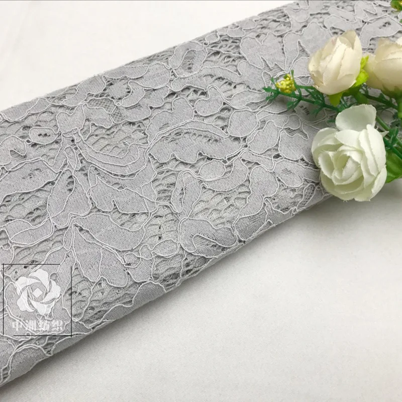 Buulqo 150*150 см Lash вышивка кружевная ткань хлопок шнур французская кружевная ткань нигерийское Африканское кружево для свадебного платья - Цвет: Серый