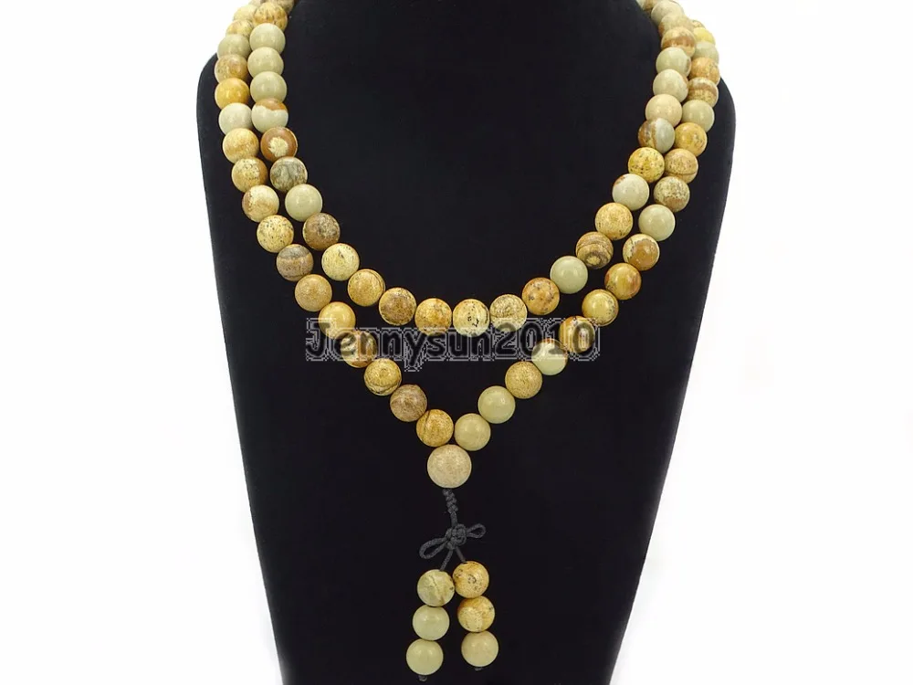 

Натуральное изображение яшмы 10 мм драгоценные камни камень буддийский 108 бисер Молитва Мала длинное ожерелье многоцелевой браслет ожерелье 5 нитей/упаковка