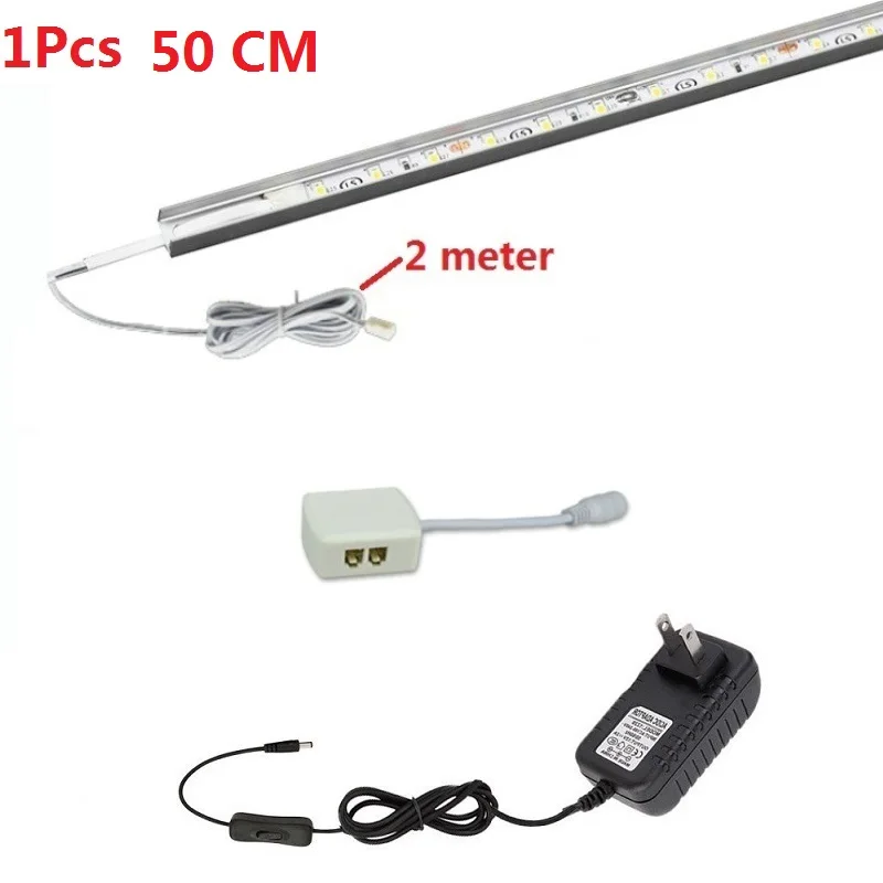 1 Pcs 50CM Светодиодный Стекло полка под шкаф светильник s Стекло край задняя сторона светильник 30/40/50 см Зажим лампа витрина лампы ликер полки Декор - Цвет: 1 Pcs 50CM