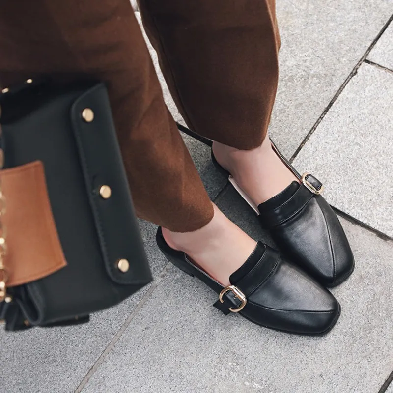 plus size 34-43 fashion Spring Autumn Vintage Casual shoes loafers comfortable women Soft Loafers Buckle Ladies Flats Slip-on