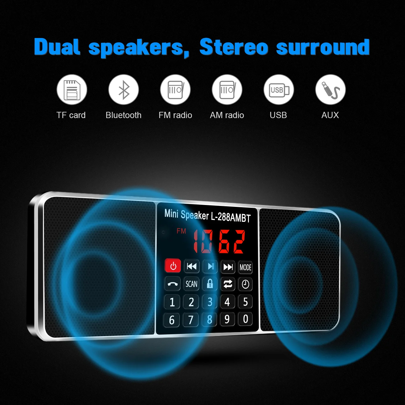 Lefon цифровое портативное радио AM FM Bluetooth динамик стерео MP3 плеер TF/SD карта USB привод Громкая связь вызов светодиодный экран дисплея