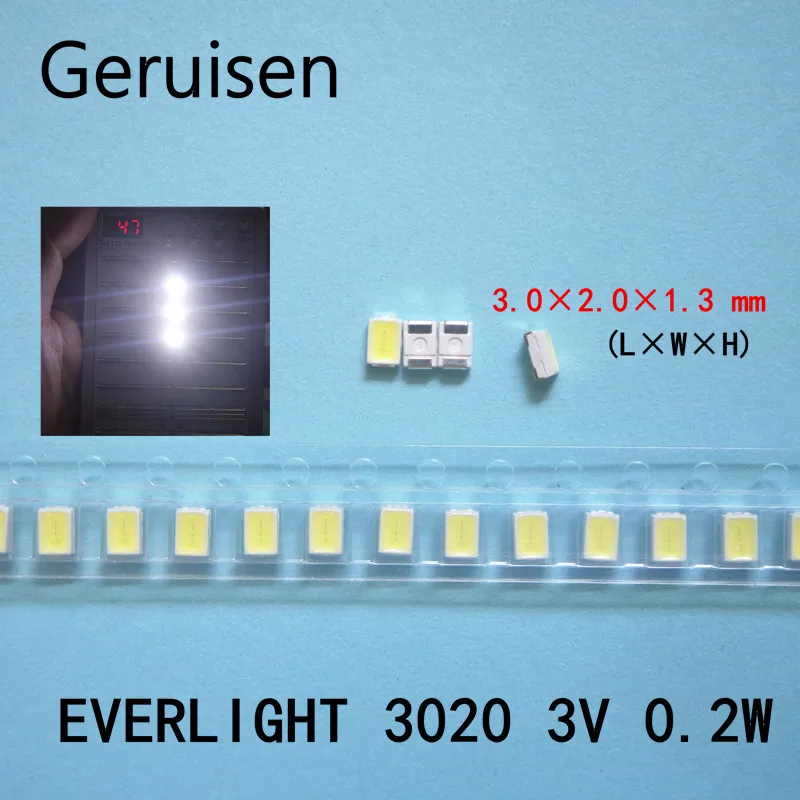 500 шт./лот EVERLIGHT светодиодная подсветка 0 5 Вт 3 в 3020 холодный белый ноутбук/планшет