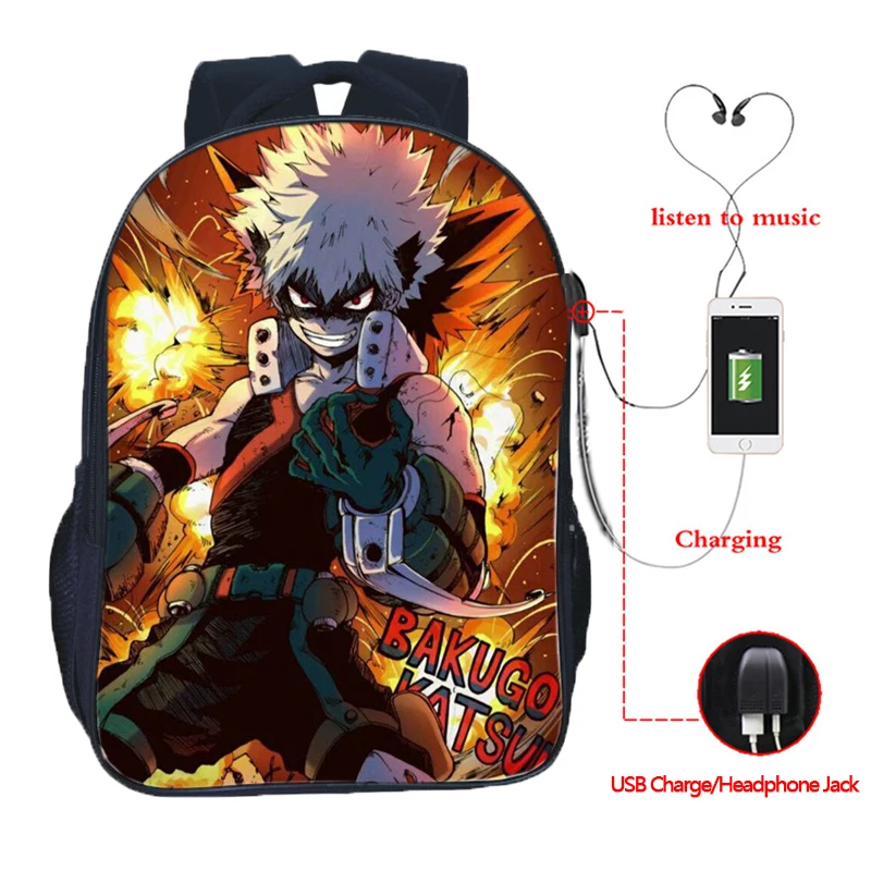 3 Boku No Hero Academy USB зарядный рюкзак для студентов, мальчиков и девочек, сумки, модный школьный рюкзак для подростков, повседневный рюкзак - Цвет: 3